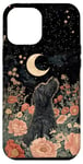 iPhone 12 Pro Max Miniature Schnauzer Moon Flowers Cottagecore Dog Mom Case