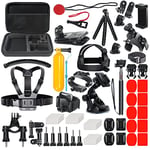 DIKER Kit d'Accessoire pour Camera Sport, GoPro Hero 13 12 11 10 9 8 Black 70 en 1, AKASO, DJI Osmo Action, Insta360 One, XIAOMI