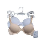 Calvin Klein 2 Underwired T Shirt Bra Size 32A NWT White Nude