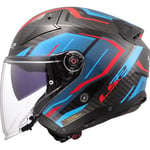 LS2, Casque Moto Jet Infinity II Carbon Urus Gloss Blue Red, XXL