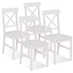 Idmarket - Lot de 4 chaises de cuisine avec croisillons suzanne bois blanc