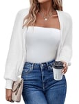 Hotouch Boléro Femme, Boléro Cardigan Court avec Manches Elégant Longues Veste Boléro Gilet Blanc S