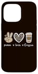 iPhone 14 Pro Max Cute Leopard Peace Sign Love Coffee Heart For Cafe Lovers Case