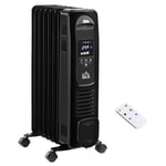 HOMCOM Oil Filled Radiator Space Heater W/3 Heat Settings & Remote Control Black