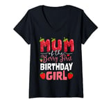 Mum of The Berry First Birthday of Girl Strawberry Mom V-Neck T-Shirt