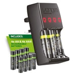 Venom Plug In Wall Battery Charger plus 4 x AA & 4 x AAA Rechargeable Batteries