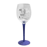 Widdop Christmas Blue Glitter Stem All Mum Wants Is A Silent Night Wine Glass