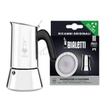 Bialetti Venus 6 Cup Induction Espresso Coffee Maker Moka Pot, Filter Gasket Set