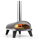 ZiiPa - Four à pizza Piana, Four à pizza d'extérieur compact, Four à pizza à pellets, feu de bois, Four avec plaque tournante pour une cuisson 360°, Thermomètre intégré, couleur Ardoise