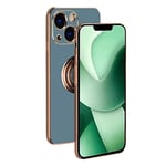 Rdyi6ba8 Coque pour iPhone 14 Plus Coque, étui de Silicone Souple avec 360° Placage Anneau Support, Antichoc TPU Housse pour iPhone 14 Plus - Bleu + Grise