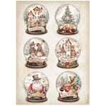 Stamperia Decoupage Papper - Gear up for Christmas Snowglobes