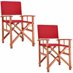 Chaise de jardin Cannes Bois d'eucalyptus certifié fsc® Pliable Chaise de régie pliante en bois Jardin Chaise de metteur en scène 2x Rouge - Casaria