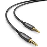 deleyCON 1,5m Câble AUX 3,5mm - Câble Audio Jack Stéréo - Câble en Coton & Prises Métalliques - Téléphone Portable Smartphone Tablette Casque Écouteurs Chaîne HiFi Voiture