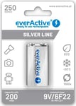 BATERÍA RECARGABLES EVERACTIVE NI-MH 6F22 9V 250 MAH SILVER LINE