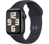 APPLE Watch SE Cellular (2023) - 40 mm Midnight Aluminium Case with Midnight Sport Band, M/L, Black