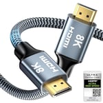 CABNEER 2M HDMI Cable, HDMI 2.1 Cable, High Speed HDMI to HDMI Cable, 8K@60Hz 4K@120Hz 48Gbps eARC HDR 21:9, HDCP 2.2/2.3, for Dolby, 3D, VRR Compatible with Soundbar/Gaming/Monitor/TV/HDTV/Blu-ray