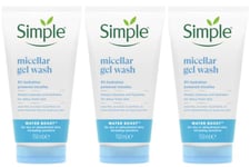 3x Simple Micellar Water Boost Facial Gel Wash 150ml