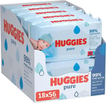 Huggies Pure, Baby Wipes, 18 Packs (1008 Wipes Total) - 99 Percent Pure Water Wi
