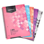 Amazon Basics Wirebound Notebook, Assorted Colour, 70 Sheets / 140 Pages, A4, 90GSM, [5-Pack]