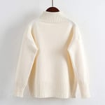 EIJFKNC women pullovers Winter women sweater ladies long sleeve knitted pullovers top femme pull tight shirts jumper,Beige,L