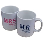 Mr & Mrs Mug Set - Personalised Wedding Anniversary Named Year Gift Pair 2 Mugs