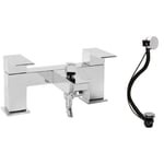 Bath Tap Set Shower Mixer Hose & Handheld Head Square Filler Bathroom Minimalist