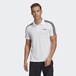 Adidas Men Design 2 Move 3-Stripes Short Sleeve Polo Shirt - White/Black, XX-Large