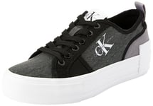 Calvin Klein Jeans Baskets Vulcanisées Femme Bold Low Compensées, Multicolore (Black/Stormfront), 37