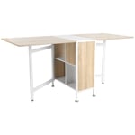 Folding Table Computer Desk Workstation with Storage Shelves