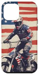 Coque pour iPhone 12 mini Motocross Racing Dirt Track Drapeau US Vintage Dirt Bike