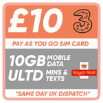 Three (3) SIM Card  - PAY AS YOU GO - Includes Standard, Micro & Nano