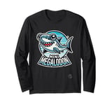 Little megalodon tiny grey shark cartoon, cute funny shark Long Sleeve T-Shirt