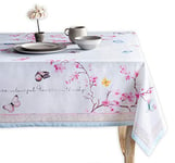 Maison d' Hermine Blossoms in Spring Nappe 100% Coton pour la Cuisine dîner Table décoration de fête Mariage, fête mères Printemps/été (Rectangle, 140cm x 180cm)