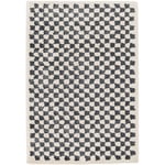 Sweeek - Tapis intérieur shaggy poils longs damier bleu foncé et crème 120 x 170 cm