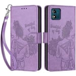 Betunistoy Coque pour Motorola Moto E13, Housse en Cuir PU Flip Pochette Portefeuille Étui avec Emplacement Carte Motorola Moto E13 Coque Magnétique Antichoc (Fille - Violet)