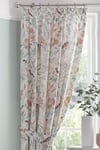 'Caraway' Lined Pair of Pencil Pleat Curtains With Tie-Backs