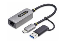 StarTech.com USB-C to Ethernet Adapter w/USB-A Adapter, Realtek RTL8153B - nätverksadapter - USB-C 3.2 Gen 1 - Gigabit Ethernet