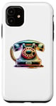 Coque pour iPhone 11 Coloré Line Art Vintage Téléphone Vintage Fixe Cadran