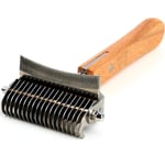 Gotrays - Brosse d'épilation 2 en 1 pour chien, 20 lames avec peigne incurvé, outil d'épilation pour animaux à poils longs