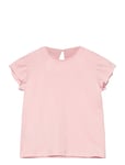 Mango Frills Cotton T-Shirt Rosa