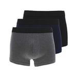 Lot de 3 boxers Hom en coton noir, bleu marine et gris