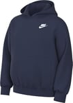 NIKE FD3001-410 K NSW CLUB FLC HDY LBR Sweatshirt Unisex MIDNIGHT NAVY/WHITE Size M+