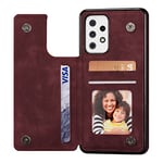 ZTOFERA Compatible with Samsung Galaxy A52 & A52s 5G Phone Case, Premium PU Leather Flip Wallet Matte Back Case with Card Holder Magnetic Clasp Stand View Shockproof Soft TPU Back Cover, Wine Red