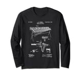 Marimba Blueprint Vintage Patent Instrument Marimba Player Long Sleeve T-Shirt