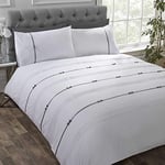 Rapport Home Contemporary Kingsize Quilt Cover Set with Elegant White Ribbon and Bows Embroidery