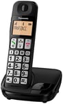 Panasonic KX-TGE110E Big Button Single DECT Cordless Telephone with Nuisance Call Blocker & LCD Display (Single Handset Pack) - Black