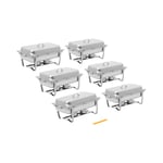 Royal Catering Chafing Dish - sett med 6 GN 1/1 4 x 7,5 l drivstoffbeholdere