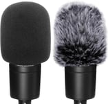 Filtre Anti-Pop en Mousse et Fourrure Pare-Brise De Microphone Micro Pare-Brise Grande Couverture en Mousse Compatible evec Audio Technica At2020 At2035 At2500 At2050 At4040 2 Pièces