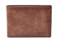 Fossil Portefeuille pour hommes Derrick, Portefeuille 100% cuir marron 11 cm L x 1,5 cm l x 7,5 cm H ML3709200