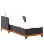 Prolenta Premium - Chaise Longue Résine Tressée Et Bois D'acacia Massif Noir